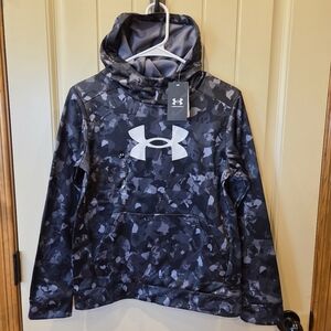 Under Armour Boys' Armour Fleece Camo Hoodie Youth Large Black Gray Activewear